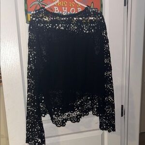 Elegant Black Lace long sleeve mesh top